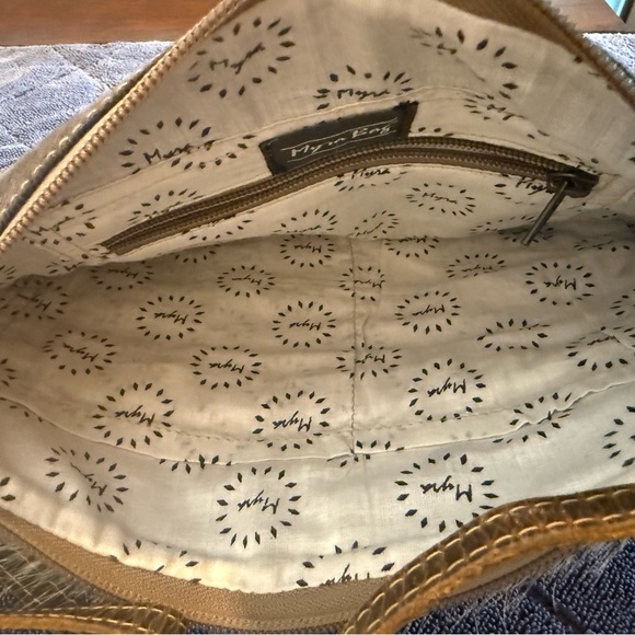 Myra Bag Tan and Gray Crossbody with Pattern - Picture 4 of 4